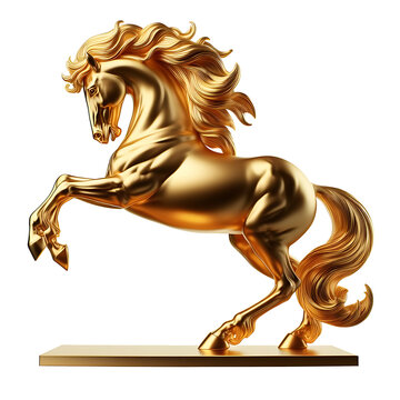 golden horse isolated on transparent background