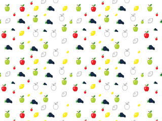 Seamless Patterns with Fruits, Vector Background