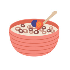 Breakfast cereal in a bowl, cereal vector illustration