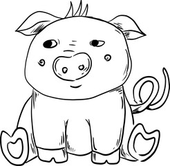 sketch pig hand drawn