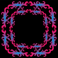 Beautiful bright pink and blue frame on a black background