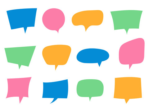 Colorful hand drawn speech bubbles, text frame  set