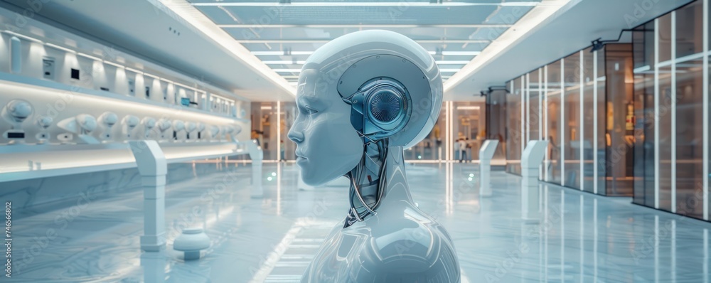 Poster innovative robotics. shaping the future of technology and science fiction. conceptualizing futuristi