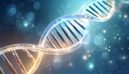 Representation of a DNA helix on a blue background.