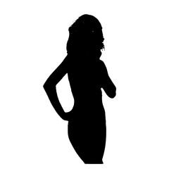 Full body silhouette of a beautiful woman is in style with a transparent background