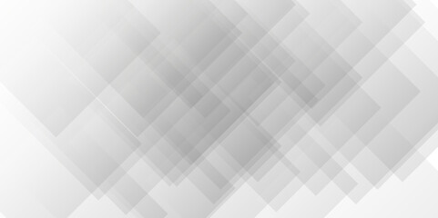 Abstract minimal geometric white and gray light background design. white transparent material in triangle diamond and squares shapes in random geometric pattern.
