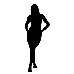 Full body silhouette of a beautiful woman is in style with a transparent background