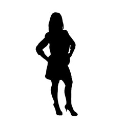 Full body silhouette of a beautiful woman is in style with a transparent background