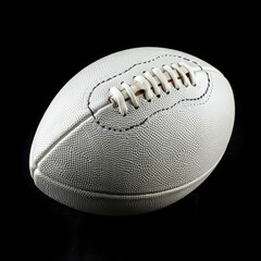 White American football ball close up on black background. ai generated.