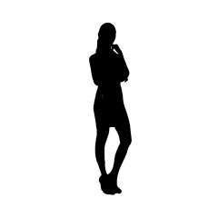Full body silhouette of a beautiful woman is in style with a transparent background
