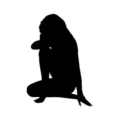 Full body silhouette of a beautiful woman is in style with a transparent background