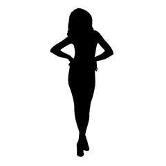 Full body silhouette of a beautiful woman is in style with a transparent background