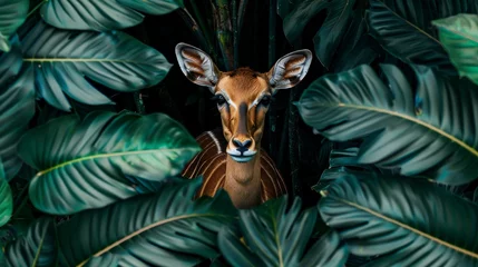 Fotobehang Impala in lush jungle, natural habitat, african wildlife, exotic greenery, wildlife exploration. © Andrei