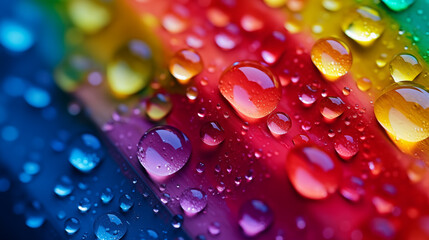 Pictures of water drops on colorful plants
