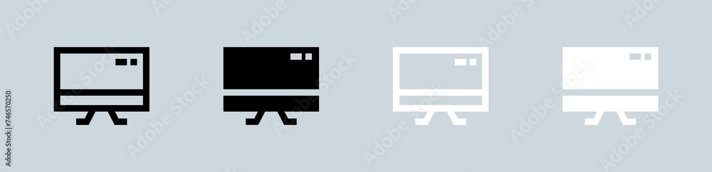 Poster display icon set in black and white. screen device signs vector illustration.display icon set in bla