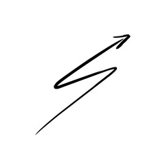 Charcoal arrows vector icons set. Hand drawn freehand different curved lines, swirls arrows. Doodle marker drawing, black chalk smears. Direction pointers. Scribbles and scrawls.