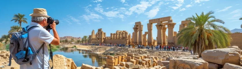 Photo sur Aluminium Vieil immeuble Egypt's ancient landscape, a curious traveler captures the majestic allure of antiquity through the lens of their camera