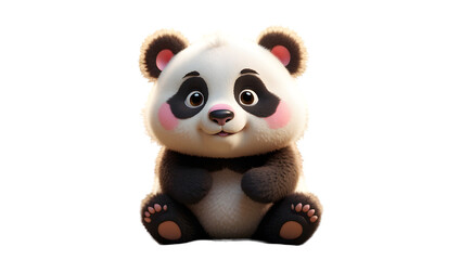 Adorable funny kawaii fluffy cartoon panda bear cub. Isolated