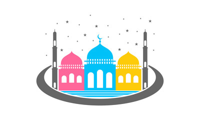 Colorful mosque with star illustration design vector