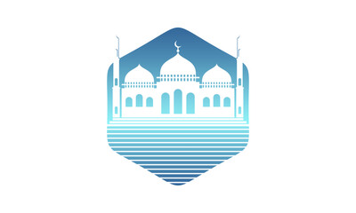 Beautiful mosque with sea illustration design vector