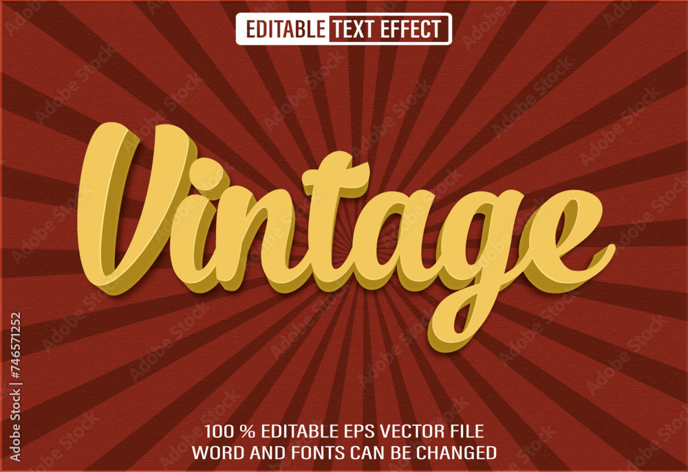 Aufkleber editable 3d text style effect - vintage text effect template