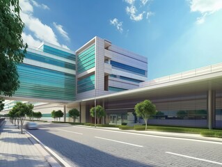 Modern hospital building, exterior