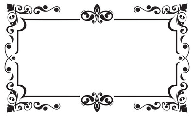 Calligraphic hand drawn doodle floral frame. artistic calligraphy design element.