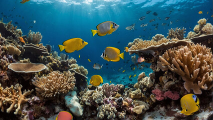 Naklejka na ściany i meble coral reef with beautiful fish