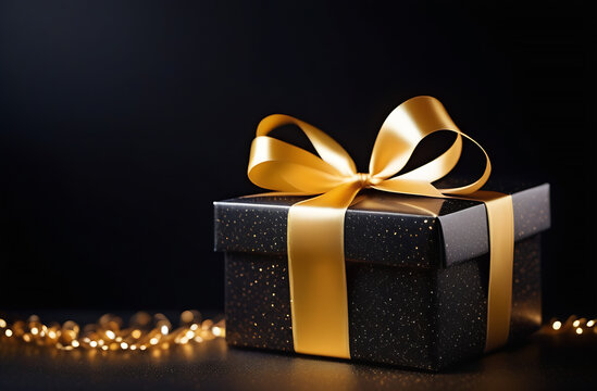 
black gift box with gold bow