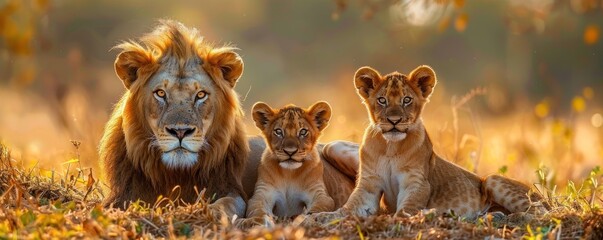 lion, often referred to as the king of jungle is a majestic and powerful animal that captivates the imagination of people around the world - obrazy, fototapety, plakaty