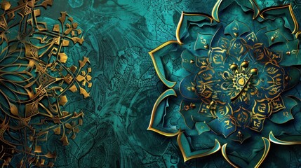 Islamic background pattern blue, gold, orange