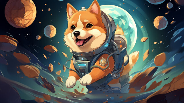 Space Explorer Corgi on a Moonlit Adventure