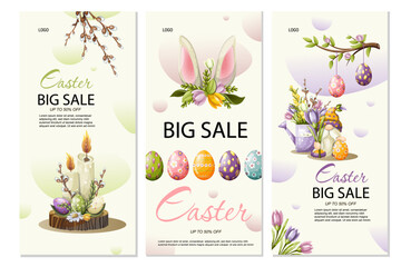 Easter sale flyer poster set
