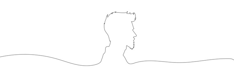 Continuous one line drawing of man portrait. Hairstyle. Fashionable men's style.