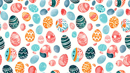 easter eggs on white background seamless repeating pattern tile