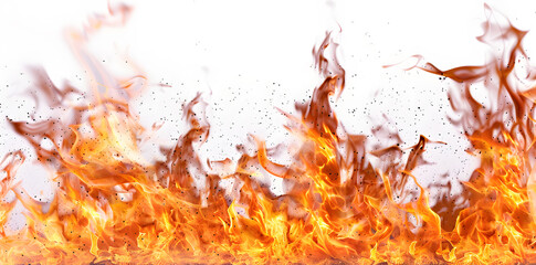 Fire blazes with intense heat isolated on white