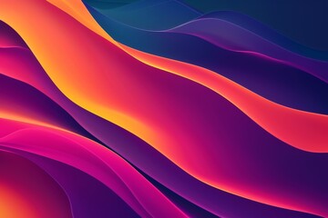 Generative AI image of Minimal gradient in curved layers, neon colors - obrazy, fototapety, plakaty