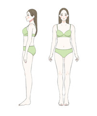 骨格ストレートの女性　下着ver