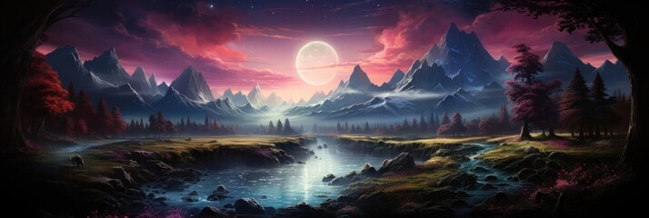 Majestic Landscape With Mountains and River Generative AI
