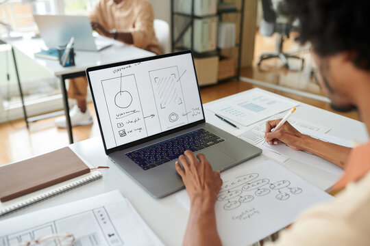 UI designer working on mobile app wireframe