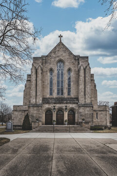 Detroit, Michigan -USA- February 26, 2024-  Assumption Grotto Roman Catholic Parish of Detroit illustrates the current upkeep of the vintage landmark