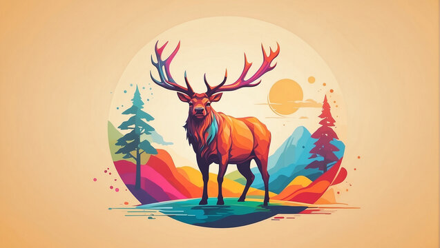 icon for business, logo with the image of a deer