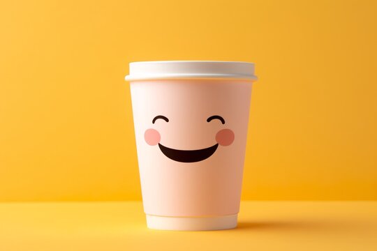 a cup with a face on it