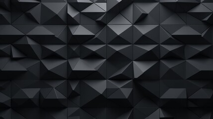 Generative AI image of Polished, Semigloss Wall background with tiles. Triangular, tile Wallpaper with 3D, Black blocks. 3D Render - obrazy, fototapety, plakaty
