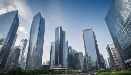 Fototapeta na wymiar Skyscrapers in modern city International corporations Banks and office buildings 2