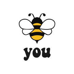 Bee you phrase with doodle bee on pink background. Lettering poster, card design or t-shirt, textile print. Inspiring motivation quote placard. for tee graphic, printing, t-shirt design, cards,.