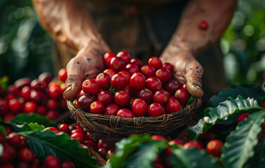 Fresh coffee bean in basket
