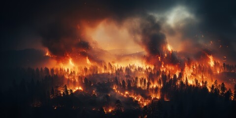 Devastating Forest Fire Consuming Trees in a Landscape Generative AI