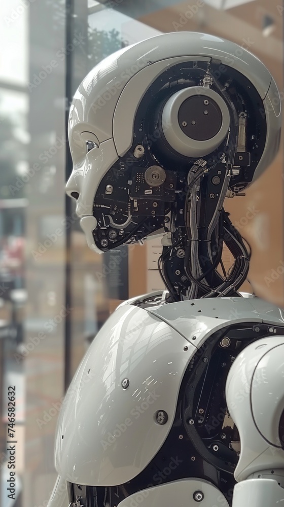 Poster innovative robotics. shaping the future of technology and science fiction. conceptualizing futuristi