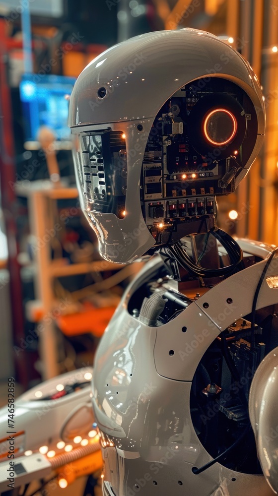 Poster innovative robotics. shaping the future of technology and science fiction. conceptualizing futuristi